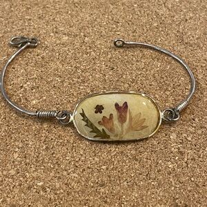 Silver Pressed Flower bracelet